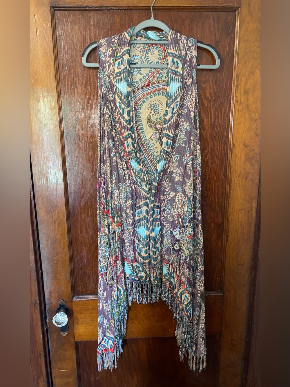 EUC Vintage Boho Paisley Print Scarf Vest